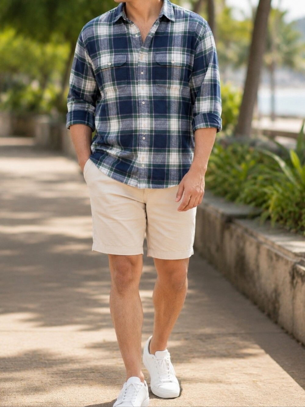 NWT Levi's Men's Plaid Button-Down Shirt Plus Size Cotton Blue Green White
